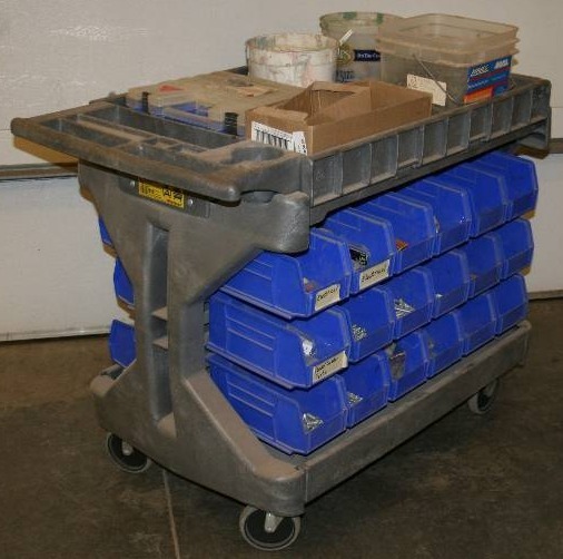 lot 19 image: Shop Cart with Hardware and bins