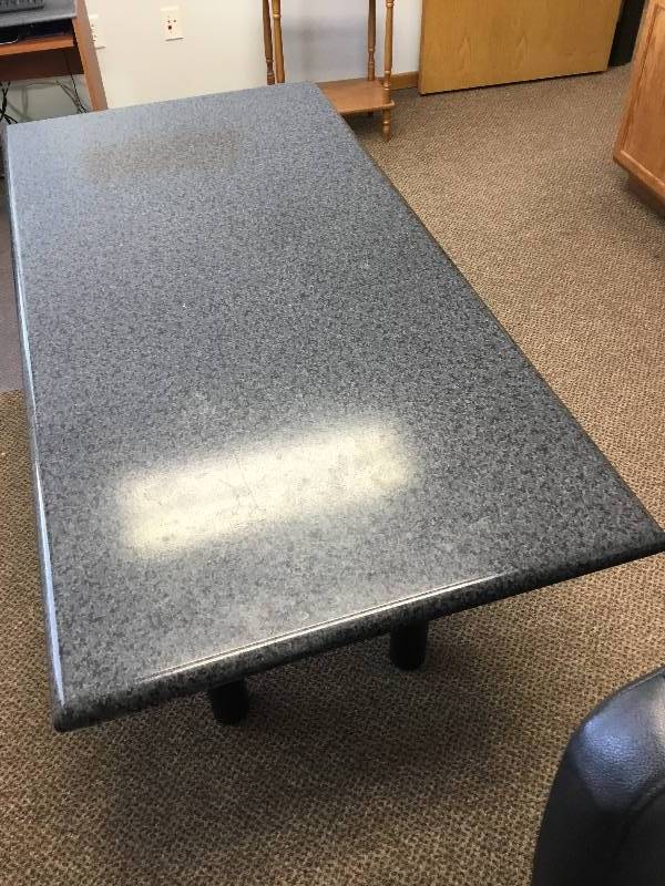Table, Marble Looking Top, With Black Legs
