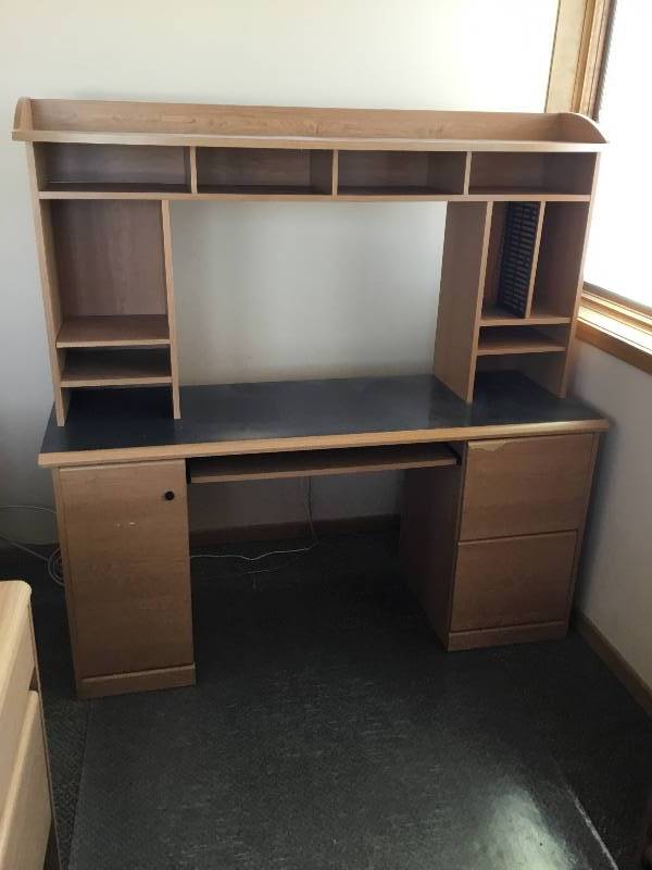 Grey Top Desk and hutch