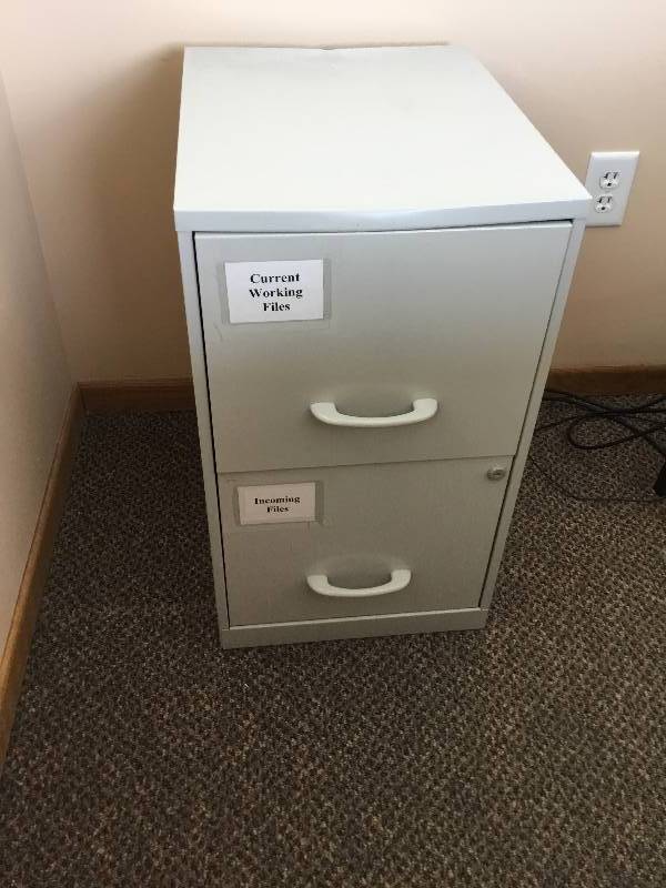 Two Drawer metal Filing Cabinet - Tan