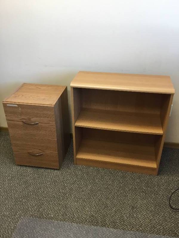 Two Storage Units - two Drawer with handles and a two shelve Unit