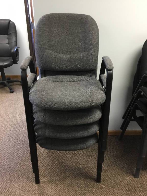 Four Grey lobby Chairs Stackable