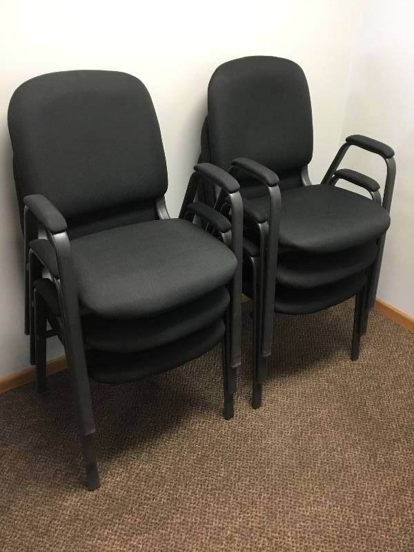 Six Black Lobby Chairs stackable