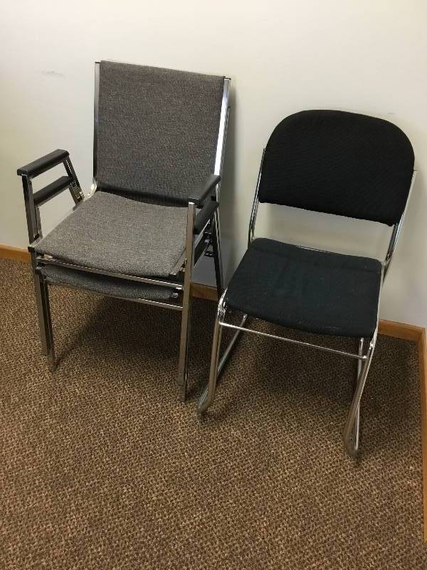 Two Grey stack able and Two Black Lobby Chairs