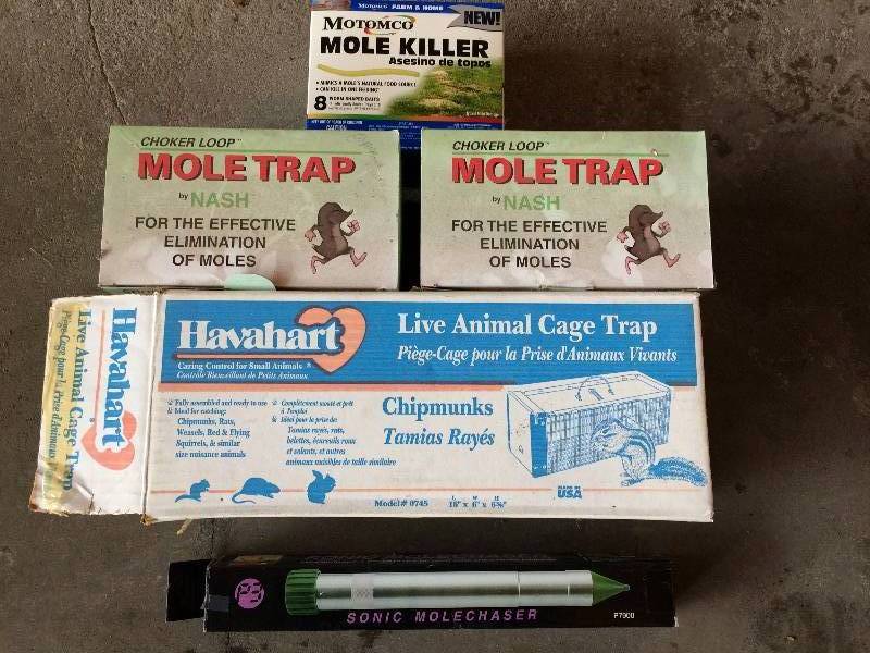 lot 14 image: Get Rid Of Your Moles & Chipmunks This Spring  5 Packages - Mostly New Unopened