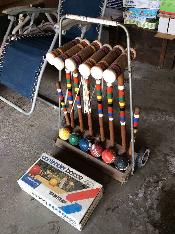 lot 16 image: Outdoor Fun  Croquet Set & Bocce Ball - Both Sets Complete - Croquet needs light cleanup