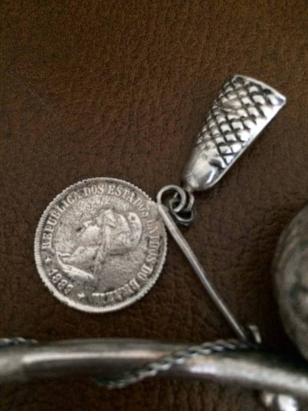 lot 43 image: Two Vintage Silver Candle Snuffers - One Has An Unusual Antique 1882 Brazillian Coin Attached To It.