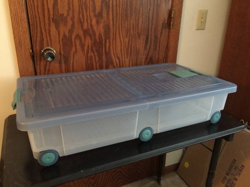 lot 50A image: 2 Long Underbed Storage Totes (Both Same Style & Condition Only One Of Two Pictured)