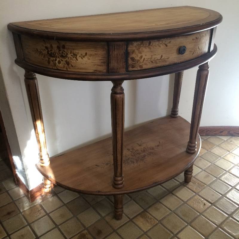 lot 75 image: Stein World Furniture Hand Painted Treasures Beautiful Entryway Table With Drawer Excellent Condition