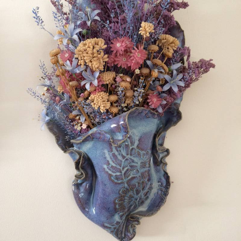 lot 88 image: Purchased At Minnesota Renaissance Festival - Rivertown Potters Beautiful Pottery Wall Pockets - 2 - Excellent Condition