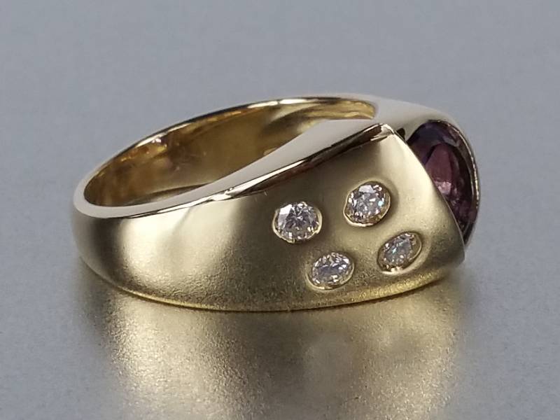 lot 5 image: Amethyst and Diamond Custom Designer Ring in 14k Gold - $4250 Retail