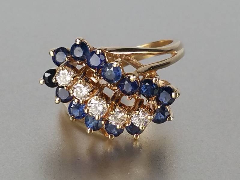 lot 9 image: Sapphire and Diamond Ring in 14k Gold - $6200 Retail