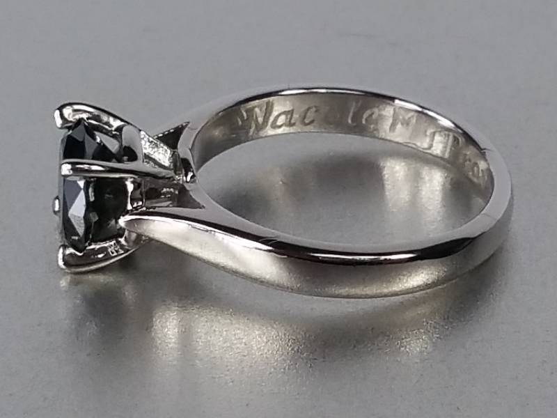 lot 12 image: 1 ct Black Diamond Solitaire Ring in 14k Gold - $4600 Retail