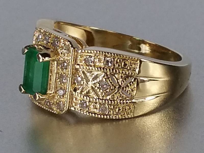 lot 15 image: Emerald and Diamond Ring in 10k Gold - $2600 Retail
