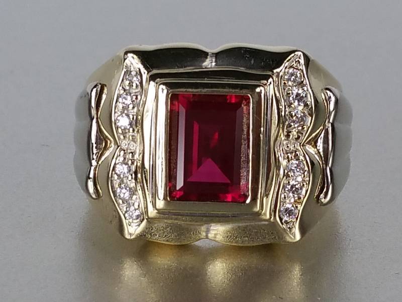 lot 16 image: Mens 2 ct Ruby Ring in 14k Gold - $4200 Retail