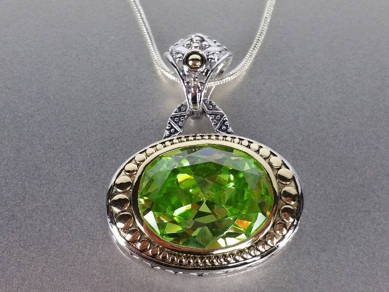 lot 19 image: 30 ct Yellow Sapphire Pendant in 14k Gold with Chain - $3200 Retail
