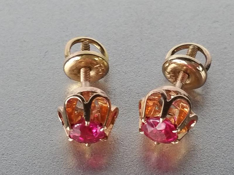 lot 32 image: Ruby Studs in 14k Rose Gold