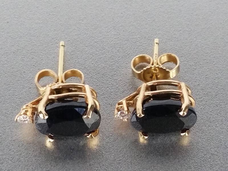 lot 38 image: 2 ct Sapphire and Diamond Earrings in 14k Gold