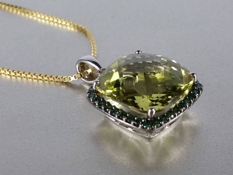 lot 48 image: 20 ct Citrine and Emerald Pendant - $1700 Retail