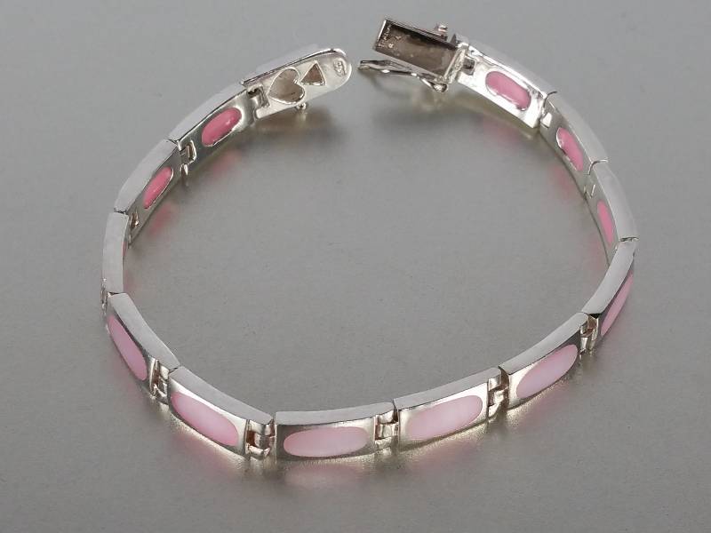 lot 63 image: Inlaid Sterling Silver Bracelet