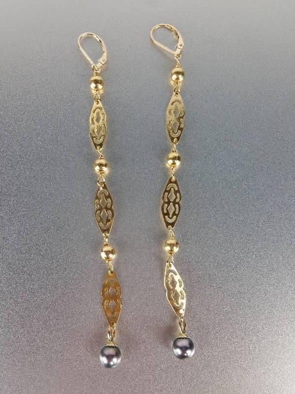 lot 66 image: Tahitian Pearl Earrings in 14k Gold - $4750 Retail