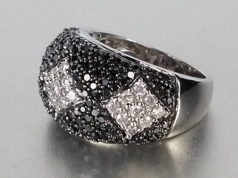 lot 67 image: Black and White Diamond Pave Ring in 14k Gold - $5950 Retail