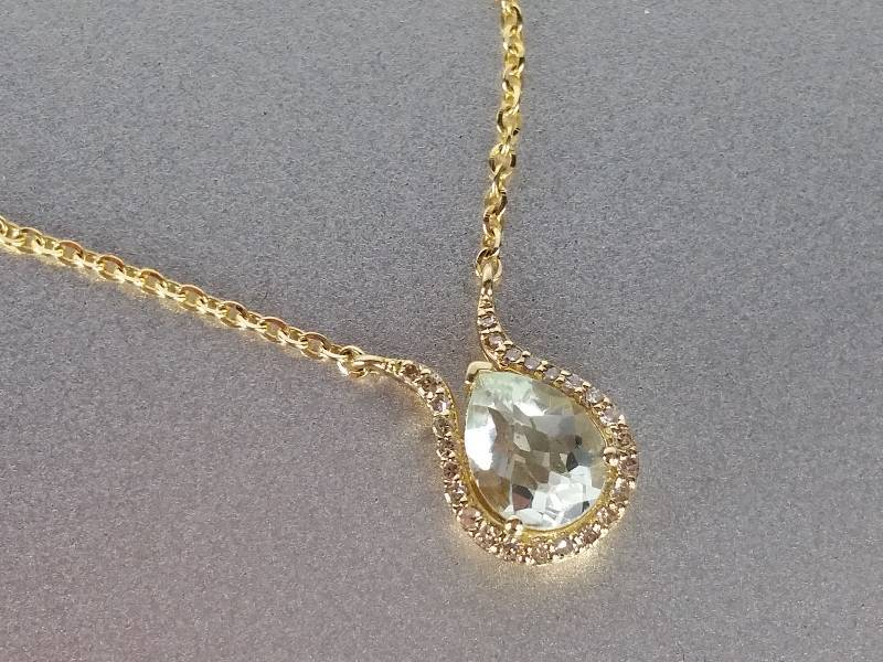 lot 72 image: Citrine and Diamond Necklace in 14k Gold