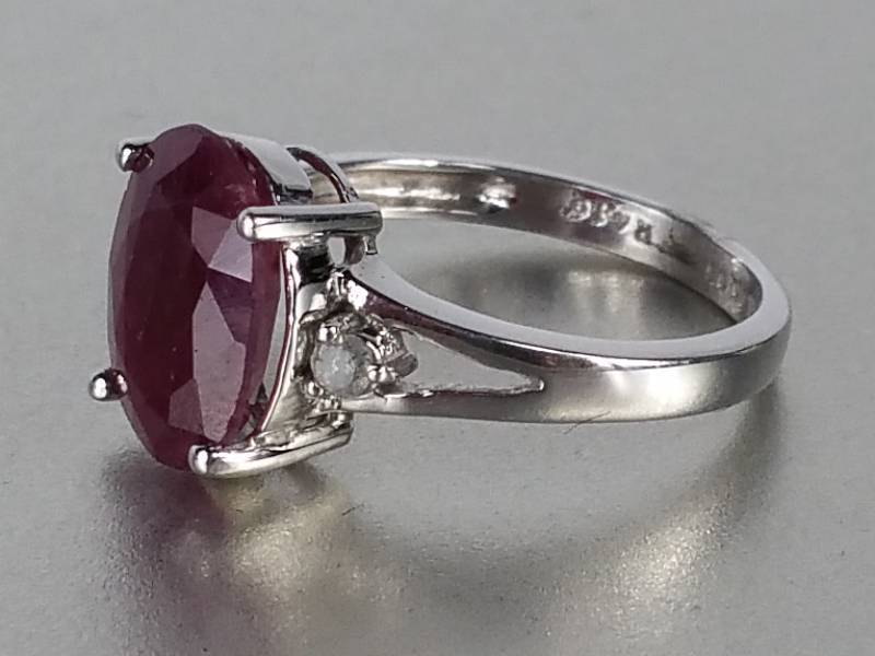 lot 75 image: 2 ct Diamond and Ruby Ring in 10k Gold - $2495 Retail