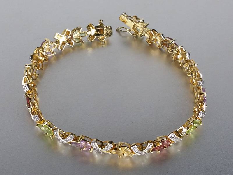 lot 97 image: Multi-Gem Tennis Bracelet
