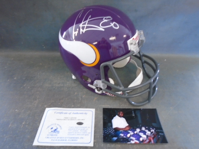 lot 41 image: Chris Carter Autographed Replica Vikings Helmet