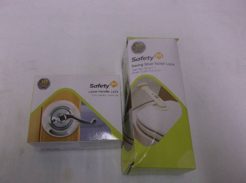 Door Knob & Safety Swing Shut Toilet Lock, Retail $19.03