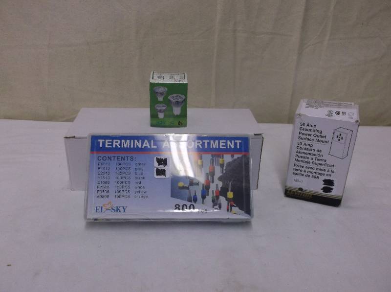 10 Pack LED High Power Lamp,Terminal Assortment, 50 Amp Grounding Outlet, Retail $61.00