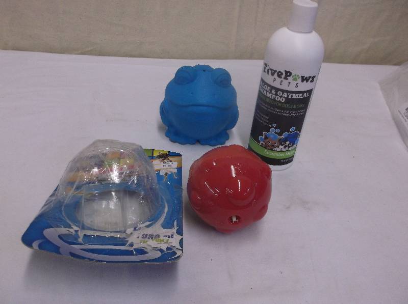 Zany Ball, Dog Toy (Frog), and Pets Shampoo, Retail $29.88