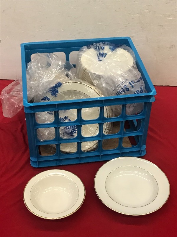 (1) Crate Of Gold-Rim Ivory Small S...