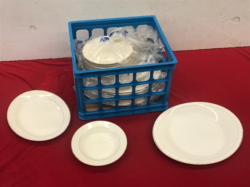 (1) Crate Of Gold-Rim Ivory Large ...
