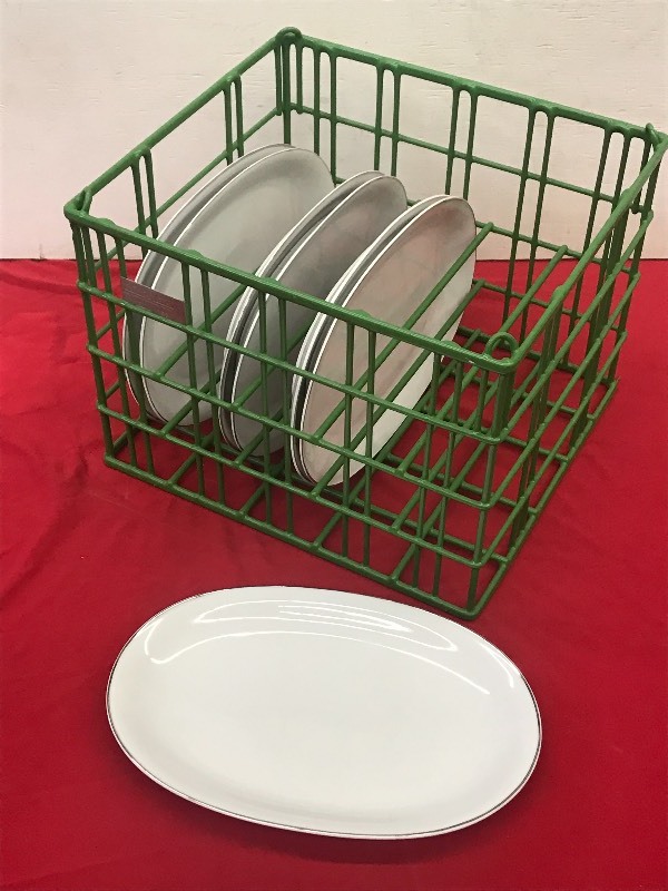 (1) Crate Of Silver-Rim White Oval ...