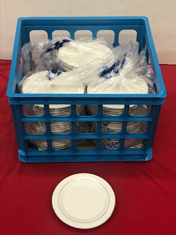 (1) Crate Of Silver-Rim 6.5 Bread ...