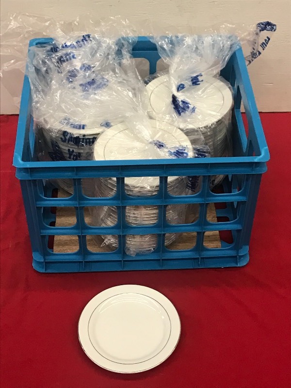 (1) Crate Of Silver-Rim 6.5 Bread ...
