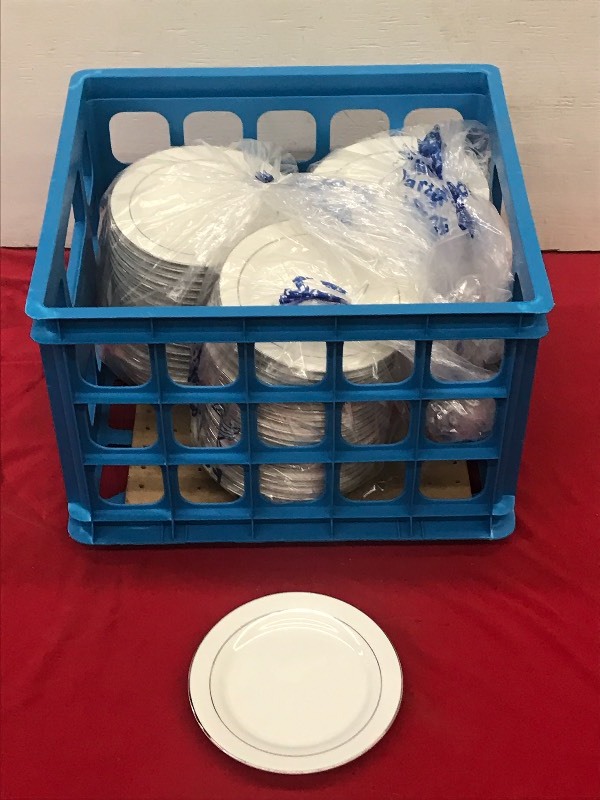 (1) Crate Of Silver-Rim 6.5 Bread ...