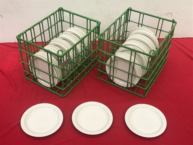 (2) Crates Of 7 Plain White Plates...