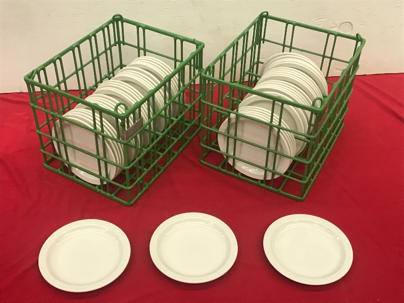 (2) Crates Of 7 Plain White Plates...