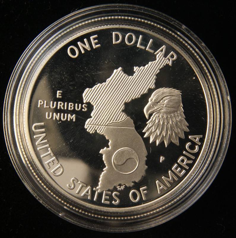 1991 PROOF US KOREAN WAR COMMEMORATIVE SILVER DOLLAR IN AIRTITE
