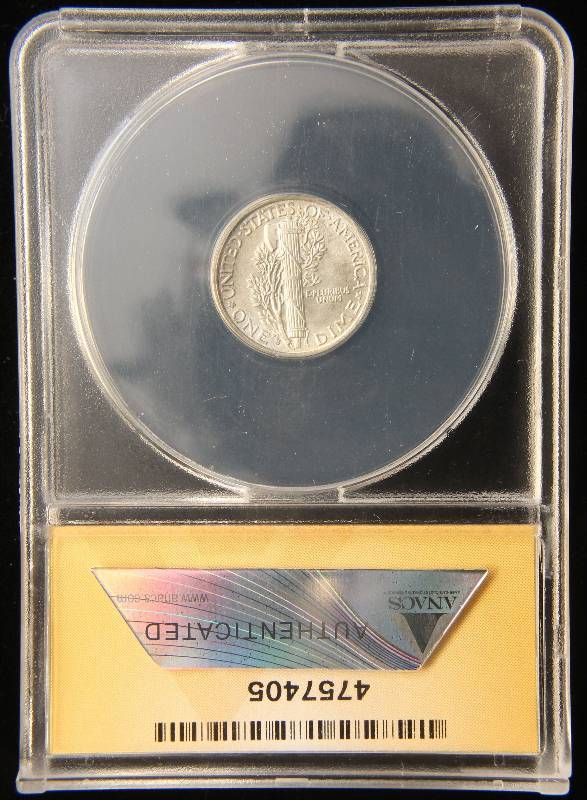 1937-S MERCURY SILVER DIME MS65 ANACS