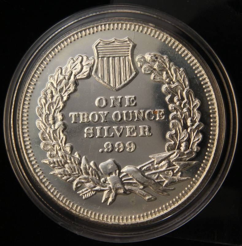 1 TROY OZ. .999 FINE SILVER INDIAN HEAD DESIGN IN AIRTITE