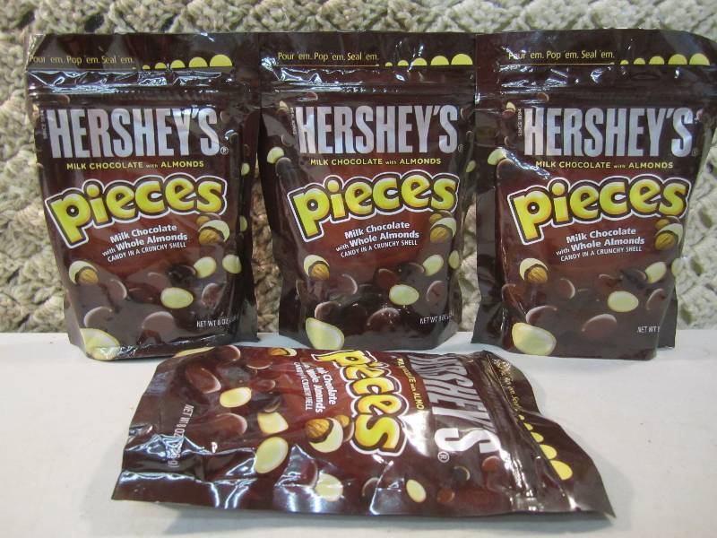 lot 74 image: Lot of 4 Bags Hersheys Pieces Milk ...