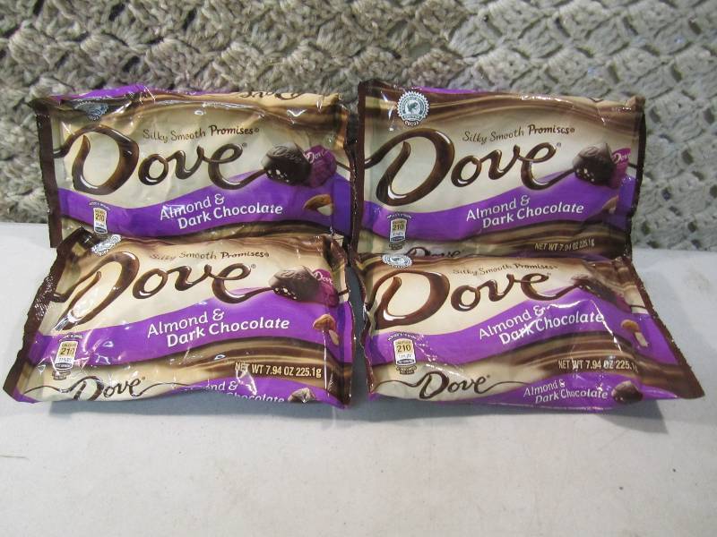 lot 89 image: Lot of 4 Bags Dove Almond & Dark Ch...