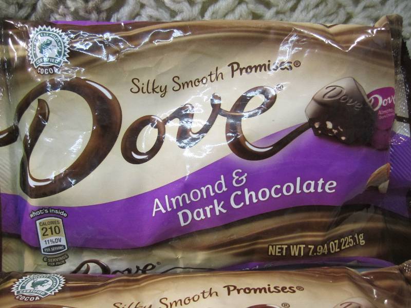 lot 90 image: Lot of 4 Bags Dove Almond & Dark Ch...