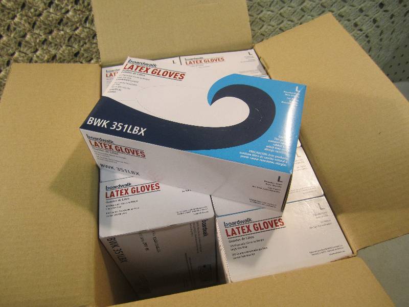 lot 174 image: Case of 10 Boxes Large Latex Gloves...