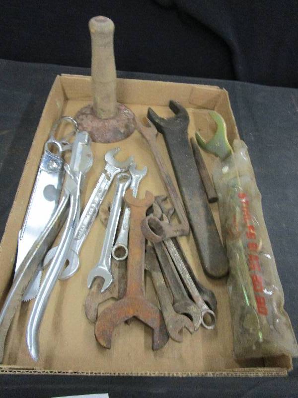lot 9 image: Old Tools, Pig Scraper and Stainless items