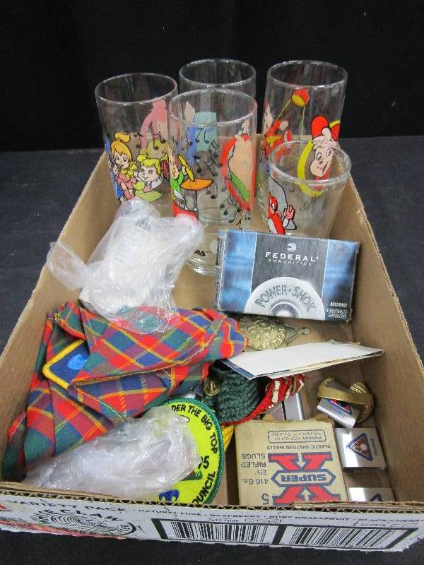 lot 11 image: CubScout Items, Shells and Chipmunck Glasses